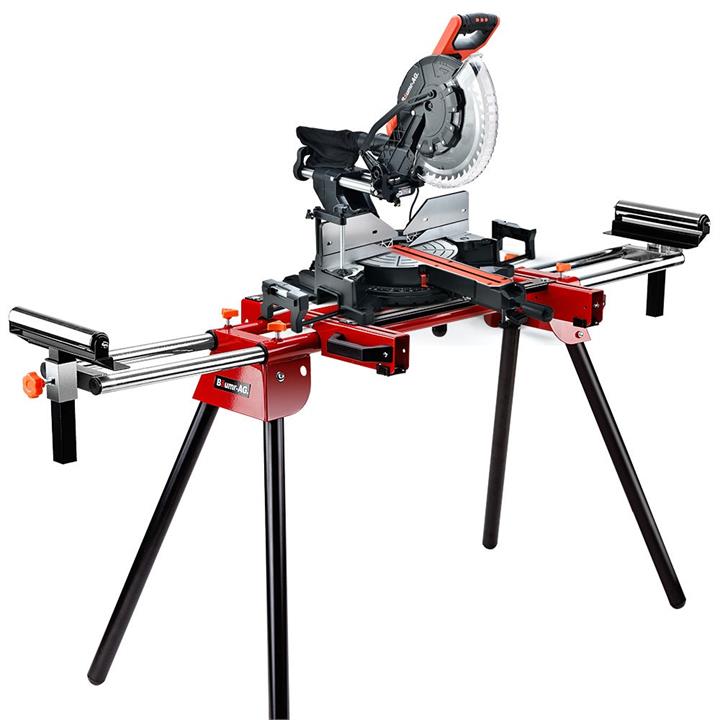 PRE-ORDER BAUMR-AG 305mm Dual Bevel Sliding Compound Mitre Drop Saw and Adjustable Stand Combo