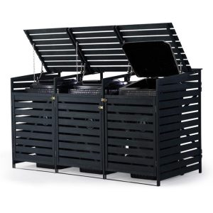 PLANTCRAFT Triple Wood Wheelie Bins Storage Shed
