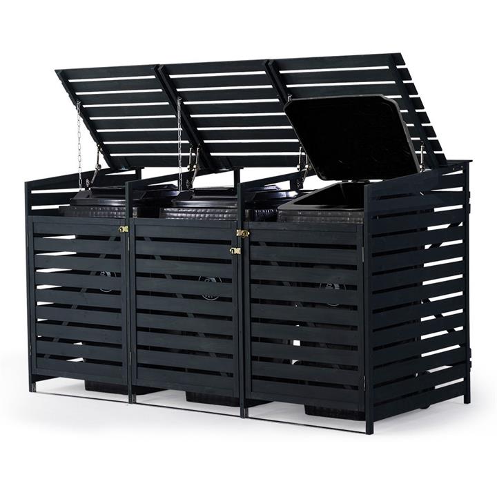PLANTCRAFT Triple Wood Wheelie Bins Storage Shed