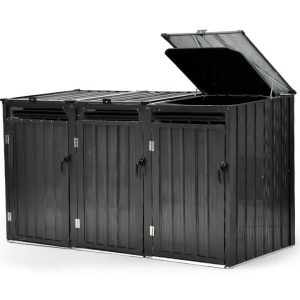 PLANTCRAFT Triple Steel Wheelie Garbage Bin Storage Shed