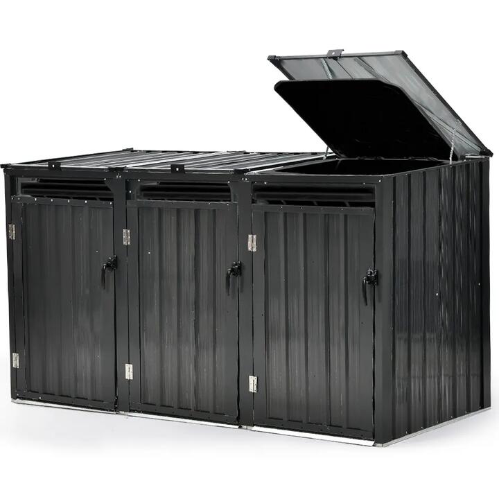 PLANTCRAFT Triple Steel Wheelie Garbage Bin Storage Shed