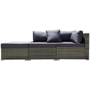 LONDON RATTAN 3 Seater Modular Outdoor Lounge Setting incl. Ottoman