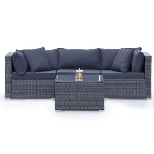 LONDON RATTAN 4 Piece 3 Seater Modular Outdoor Lounge Setting incl. Coffee Table