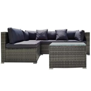 LONDON RATTAN 5 Piece 4 Seater Outdoor Modular Lounge Setting with Coffee Table
