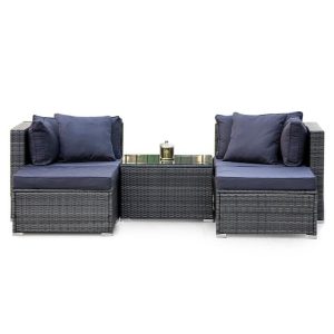 LONDON RATTAN 4 Seater Modular Outdoor Lounge Setting with Coffee Table