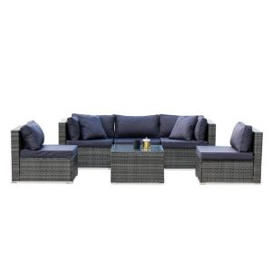LONDON RATTAN 5 Seater Modular Outdoor Lounge Setting with Coffee Table