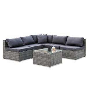 LONDON RATTAN 5 Seater Modular Outdoor Setting Lounge with Coffee Table