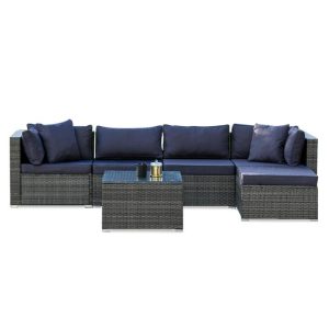 LONDON RATTAN 5 Seater Modular Outdoor Lounge Setting with Coffee Table